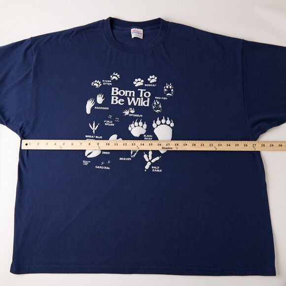 Vtg Hanes T-Shirt Men's 3XL Animal Tracks Hiking Hiker Nature Wildlife Gorpcore - Picture 3 of 10